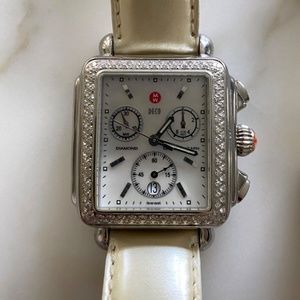 Michele Deco Diamond MOP Chronograph Stainless Steel Ladies Watch 71-6000